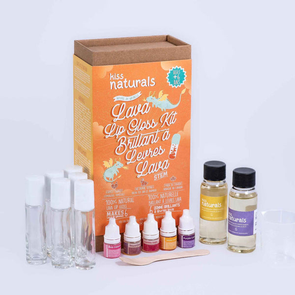 Kit DIY de Brillo Labial Kiss Naturals para crear 6 glosses caja completa.