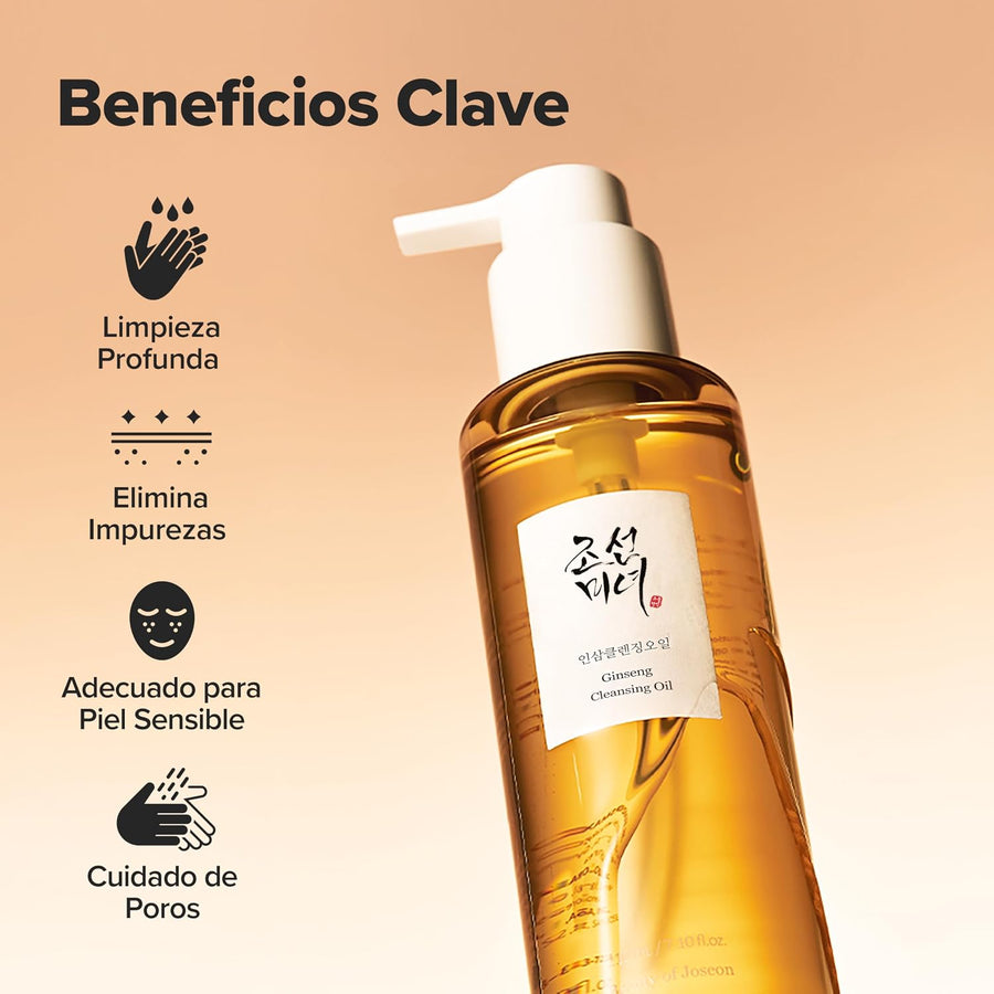 Aceite Limpiador de Ginseng Beauty of Joseon detalle del dosificador y el envase.