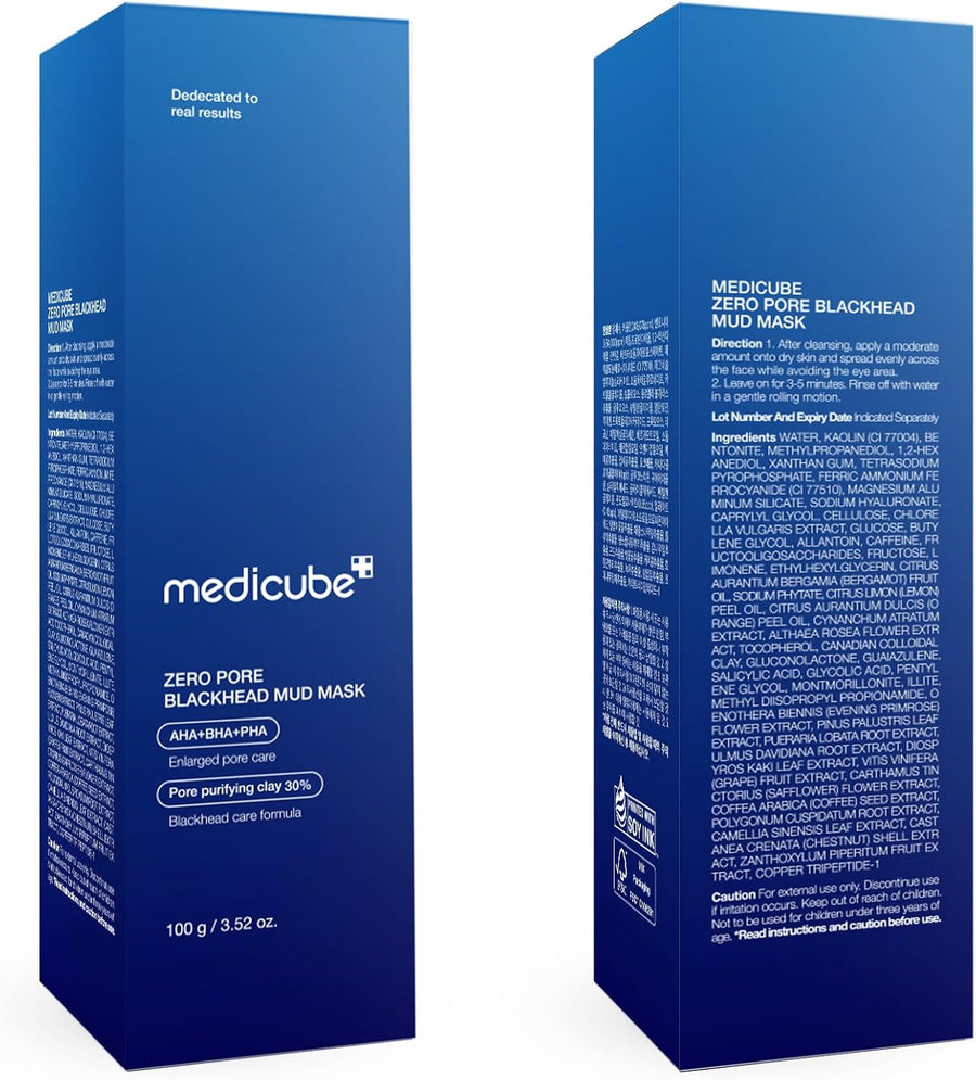 Medicube Zero Pore Blackhead Mud Mask caja de presentación exterior