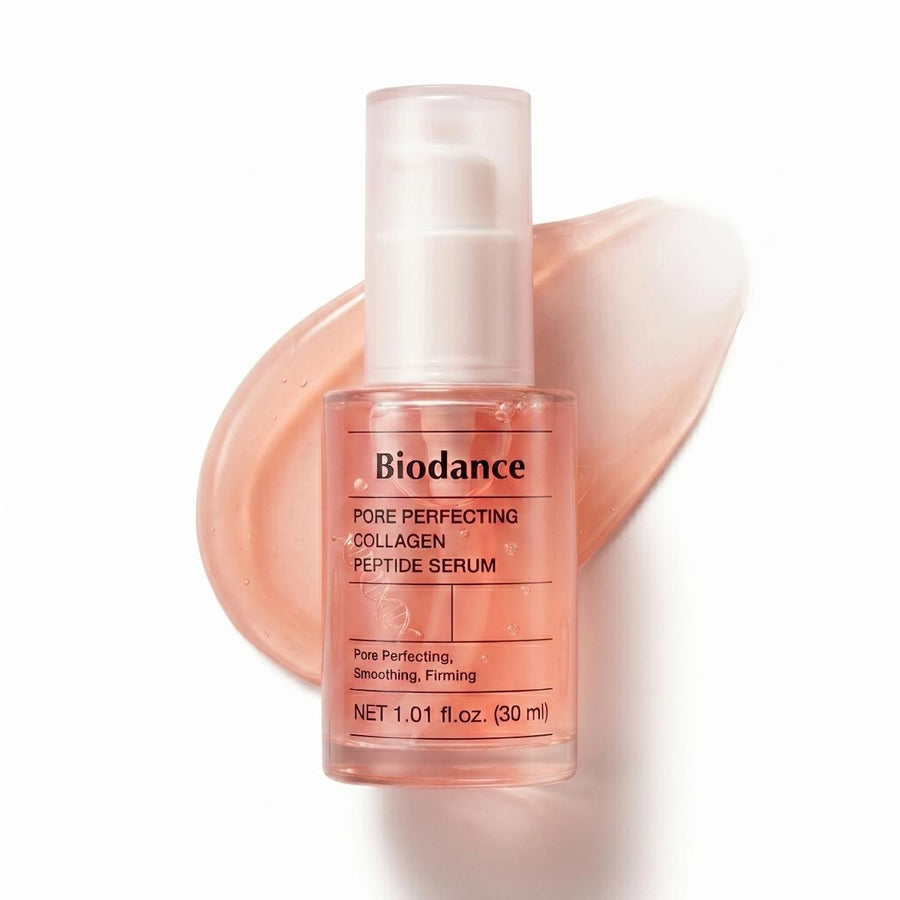 Kit Colágeno Biodance: sérum Pore Perfecting Collagen Peptide Serum de 30 ml con su textura coral