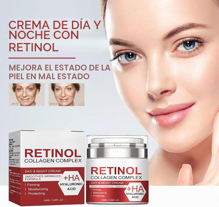 Crema Antiedad con Retinol y Colageno aplicación en el rostro