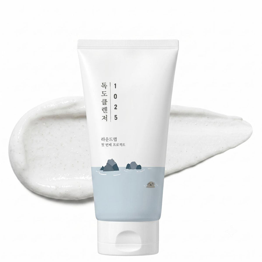 Kit Hidratación Round Lab: limpiador espumoso 1025 Dokdo Cleanser de 150 ml sobre su espuma