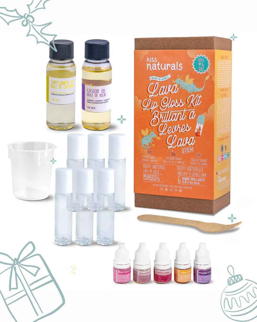 Kit DIY de Brillo Labial Kiss Naturals aceites orgánicos y colorantes.