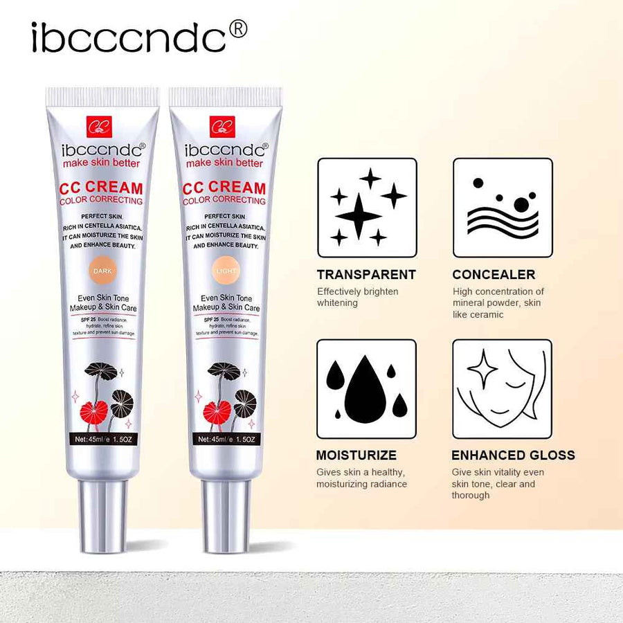 CC Cream Correctora con Centella Asiática 45 ml difuminado sobre el rostro.