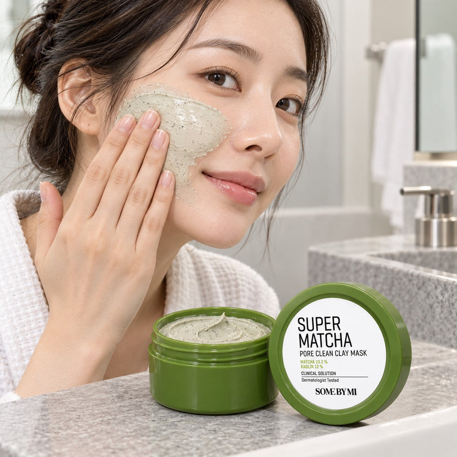 Mascarilla Super Matcha Some By Mi - detalle del envase y la etiqueta