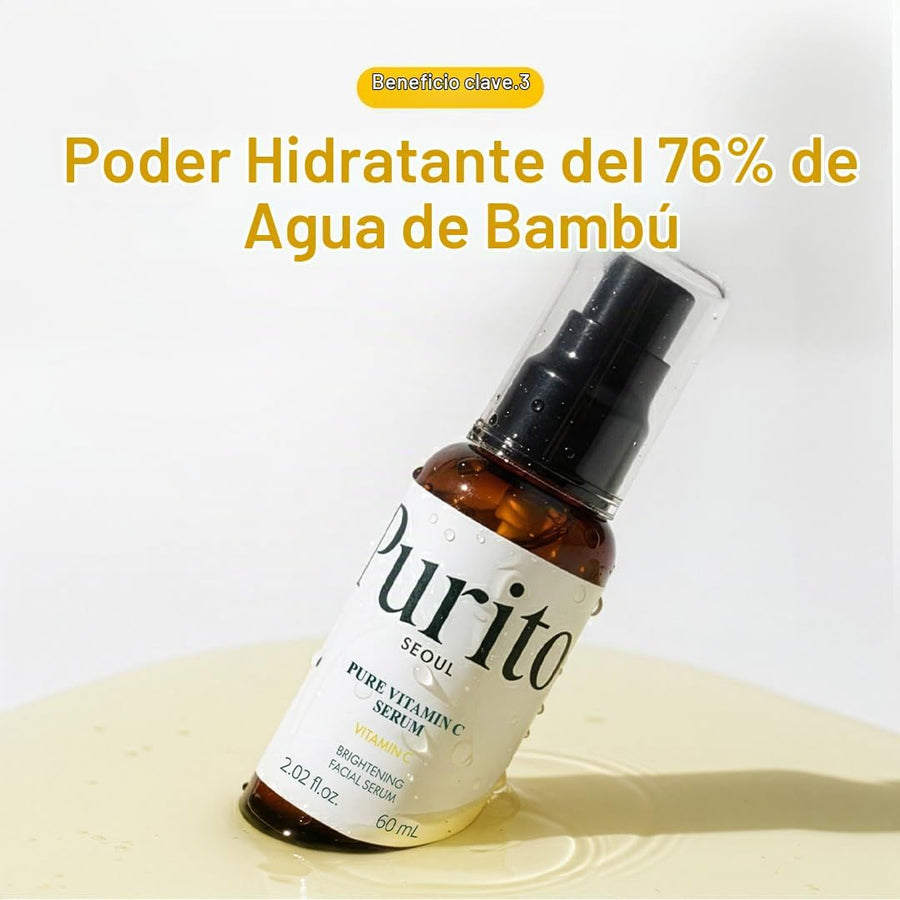 Sérum de Vitamina C Pura Purito composición editorial de K-beauty.