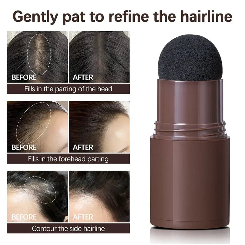 Polvo Corrector de Nacimiento de Cabello Lakerain aplicado en la línea capilar.