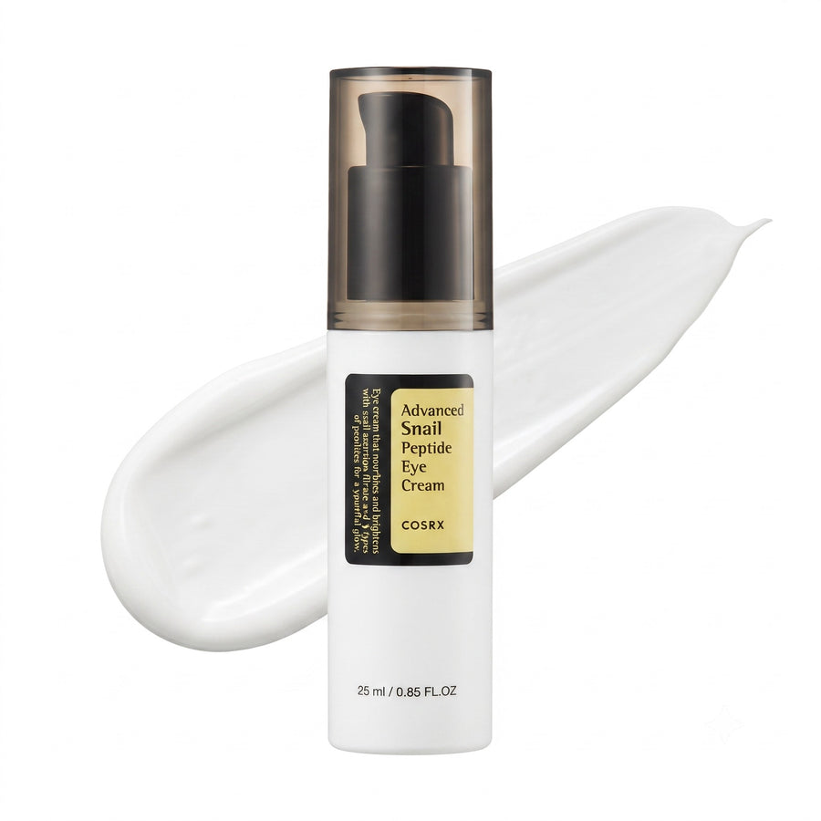 Kit Cuidado Diario COSRX: contorno de ojos Advanced Snail Peptide Eye Cream de 25 ml con su textura