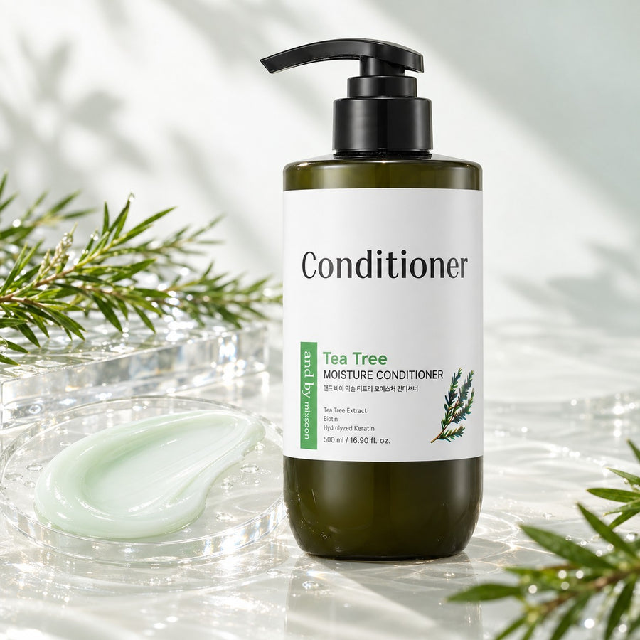 Acondicionador Mixsoon Tea Tree, aplicación sobre el cabello húmedo