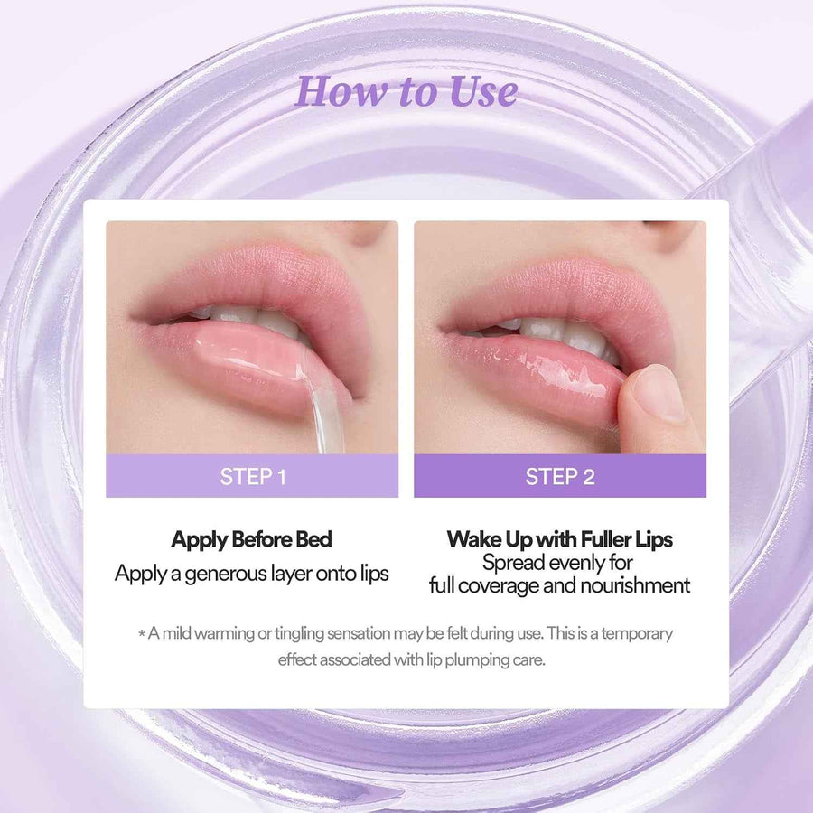 Mascarilla labial nocturna TOCOBO Purple Collagen presentación completa del producto.