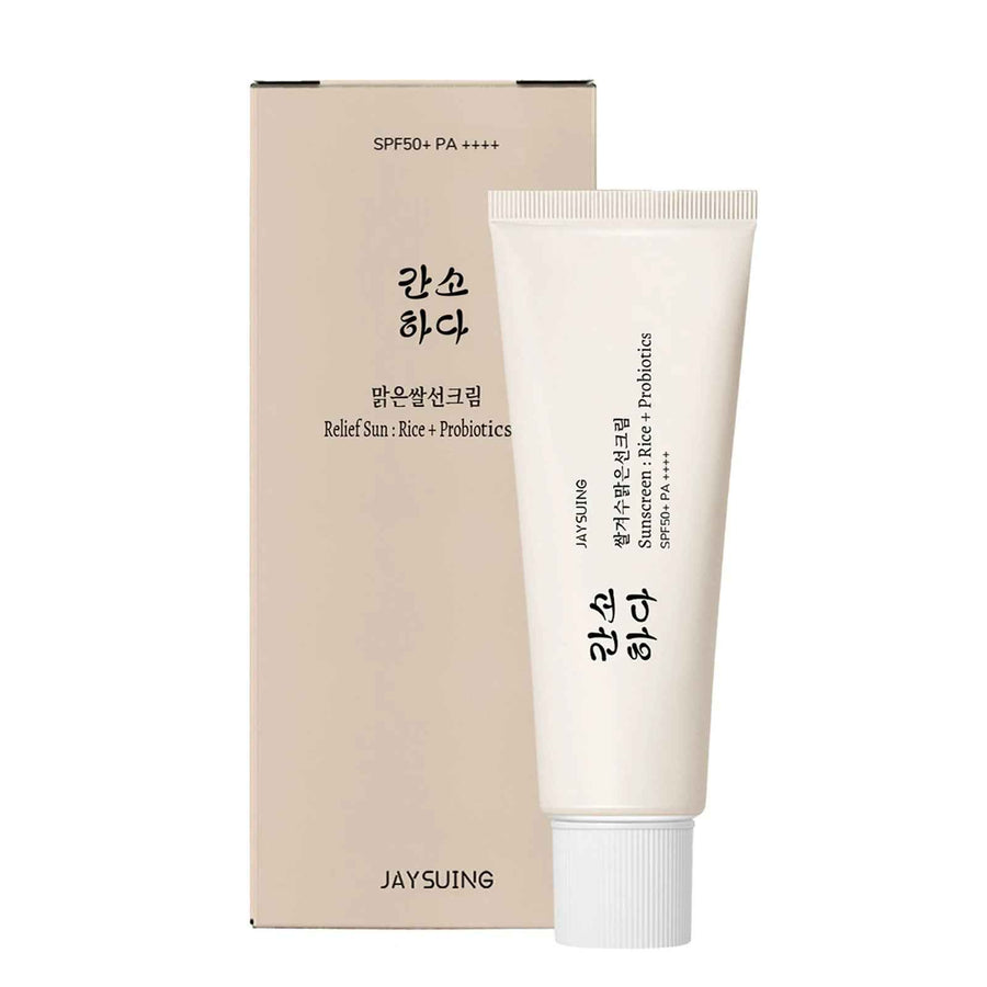 Crema Solar Facial SPF 50 con Arroz JAYSUING presentación completa del envase.