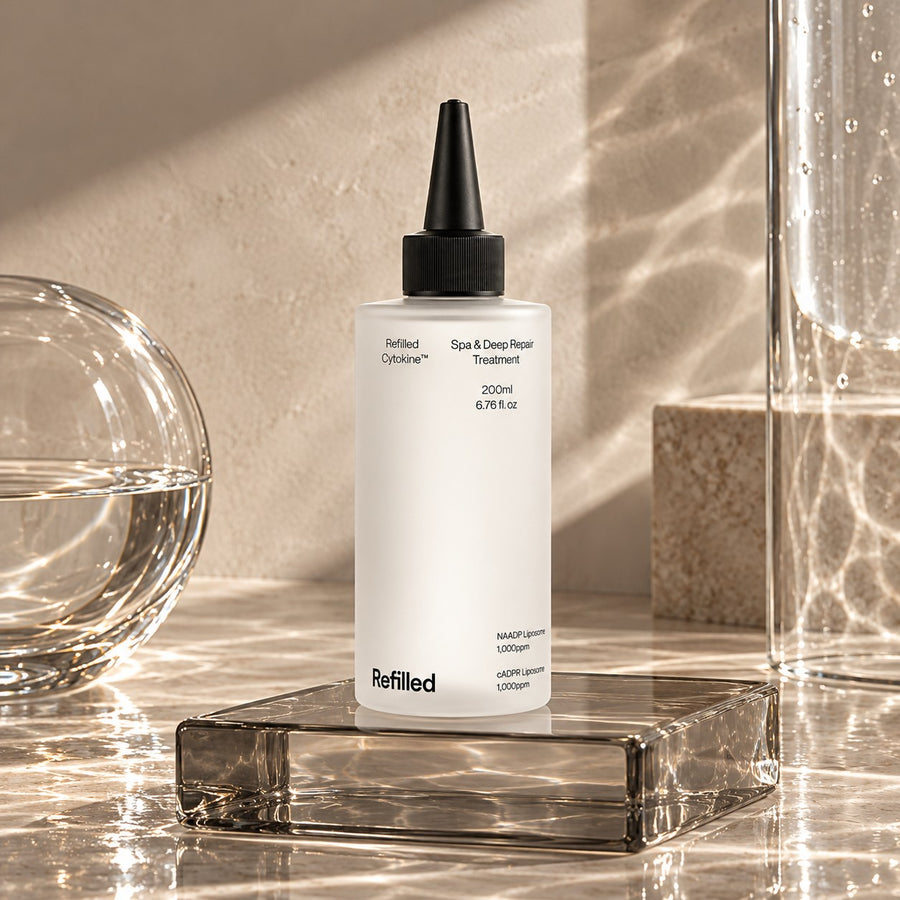Mascarilla Capilar Refilled Cytokine Spa sobre piedra y cristal