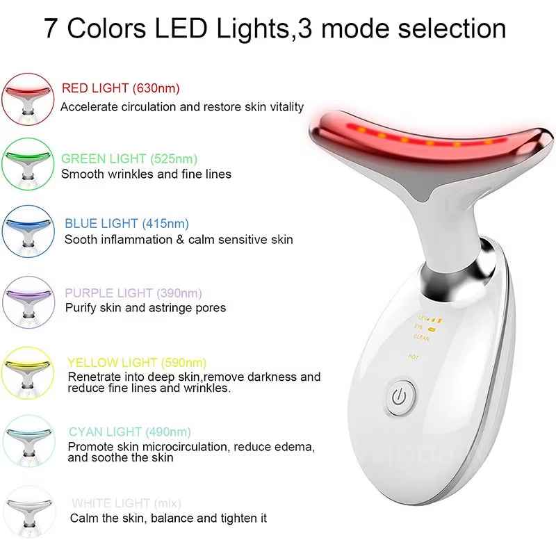 Masajeador Facial y Cuello LED con Microcorrientes EMS