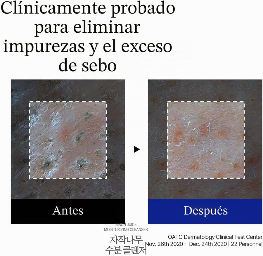 Round Lab Birch Juice Moisturizing Cleanser detalle del envase y el dosificador.