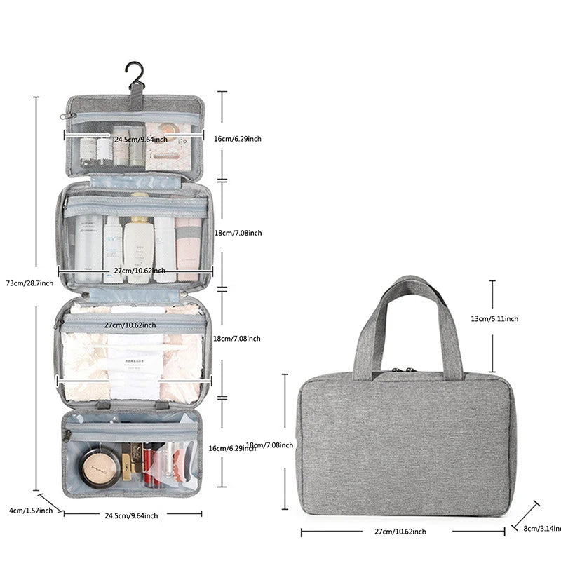 Neceser Colgante Impermeable de Viaje plegado para ahorrar espacio.
