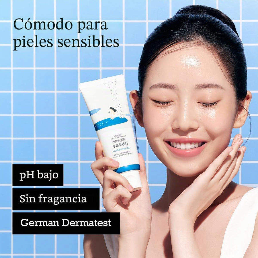 Round Lab Birch Juice Moisturizing Cleanser presentación completa del producto.
