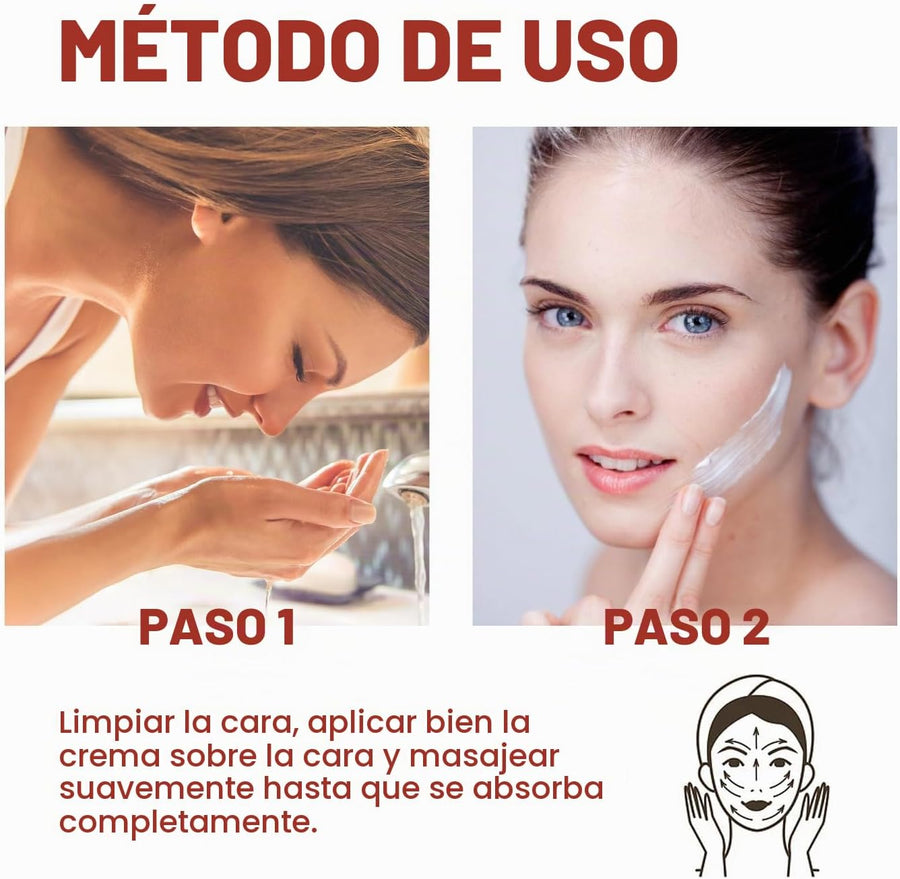 Crema Antiedad con Retinol y Colageno información de uso día y noche