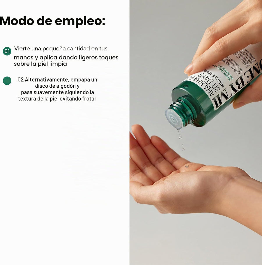 Tónico Exfoliante AHA BHA PHA Some By Mi rutina de cuidado facial diario.
