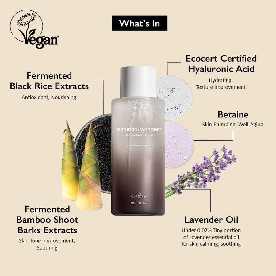 Wonder Black Rice Hyaluronic Toner Haruharu textura líquida.