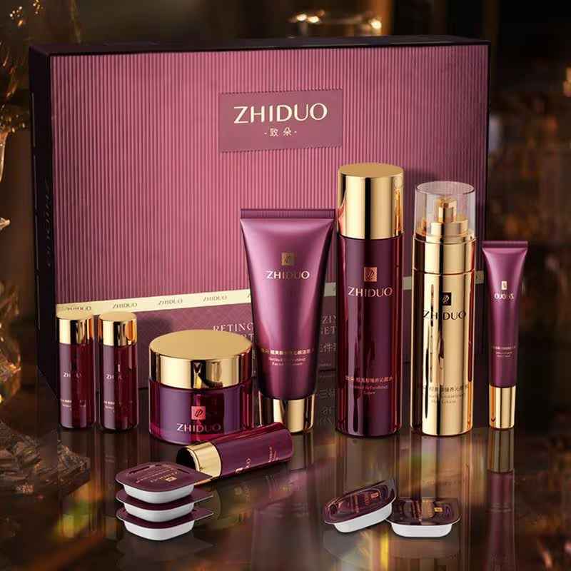 Set de Skincare con Niacinamida HIISEES productos organizados en su caja.