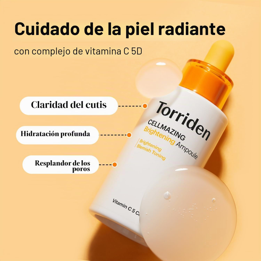 Ampolla Iluminadora Vitamina C Torriden Cellmazing textura líquida de la fórmula