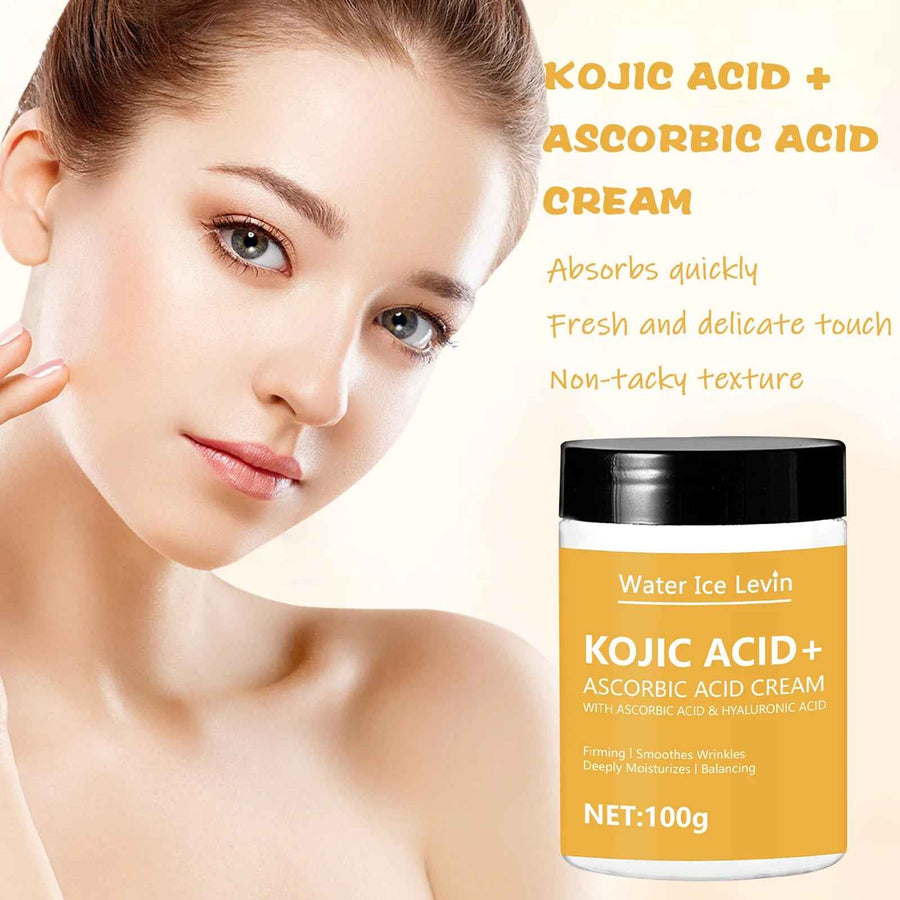 Crema de ácido kójico con colágeno cantidad aplicada sobre la mano.