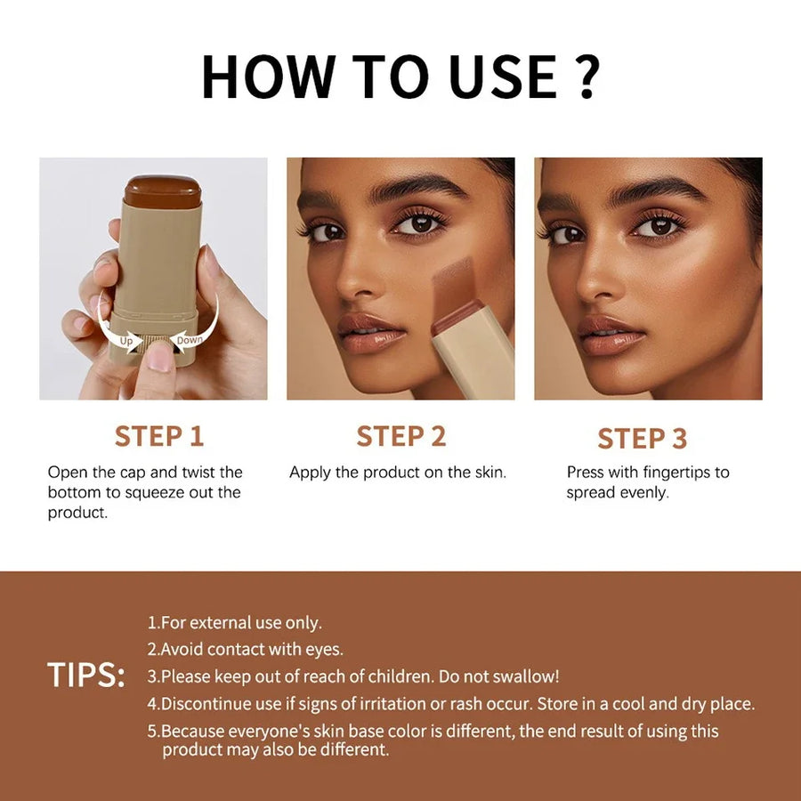 Stick de Base de Maquillaje con Sérum comparación de tonos disponibles.