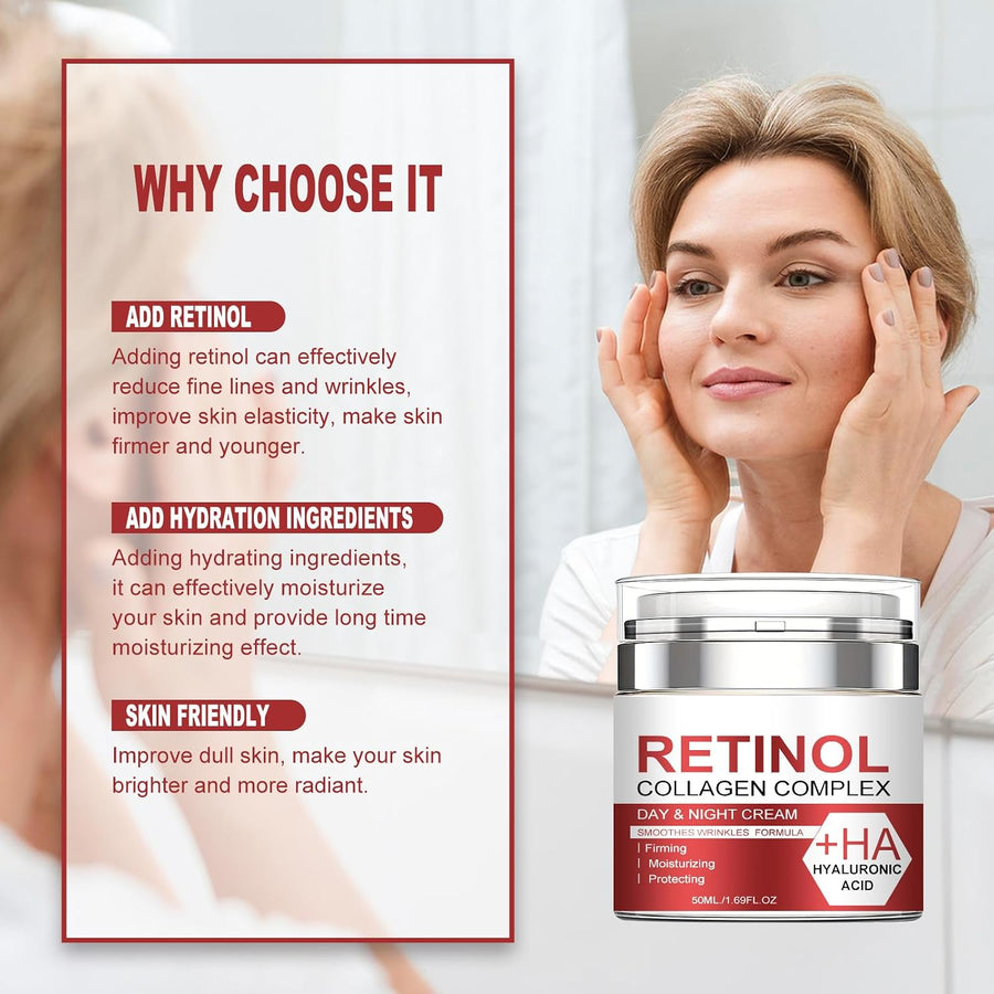 Crema Antiedad con Retinol y Colageno detalle del envase