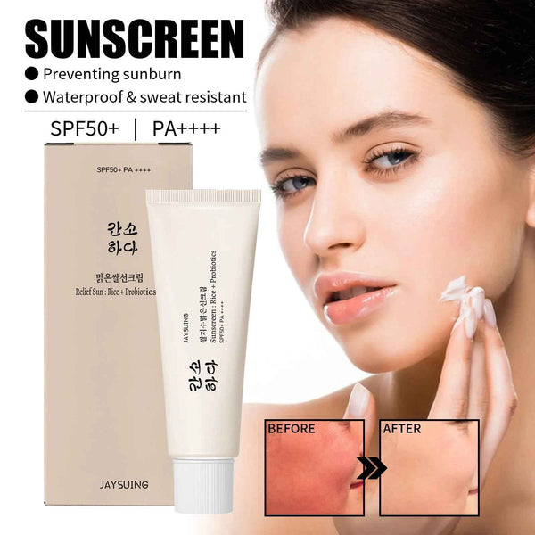 Crema Solar Facial SPF 50 con Arroz JAYSUING envase frontal de 50 ml.
