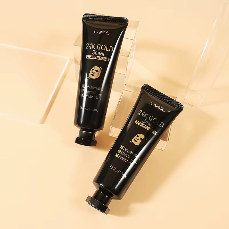 Mascarilla Peel Off Oro 24K LAIKOU textura dorada de la fórmula.