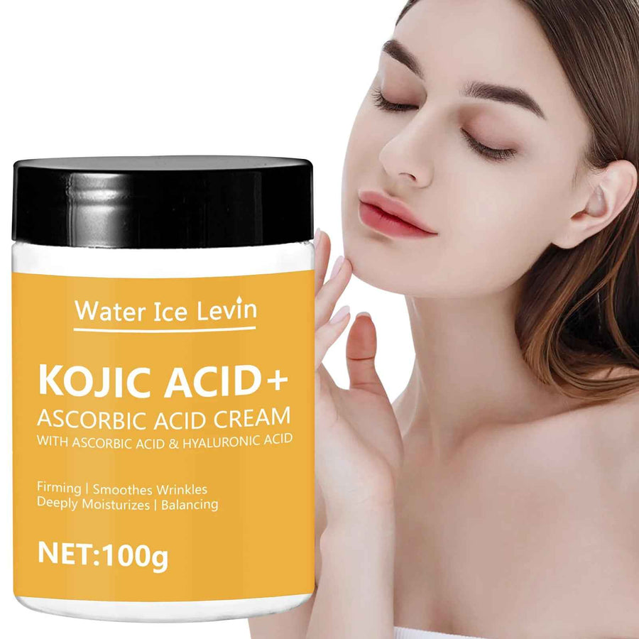 Crema de ácido kójico con colágeno tarro abierto mostrando la textura.