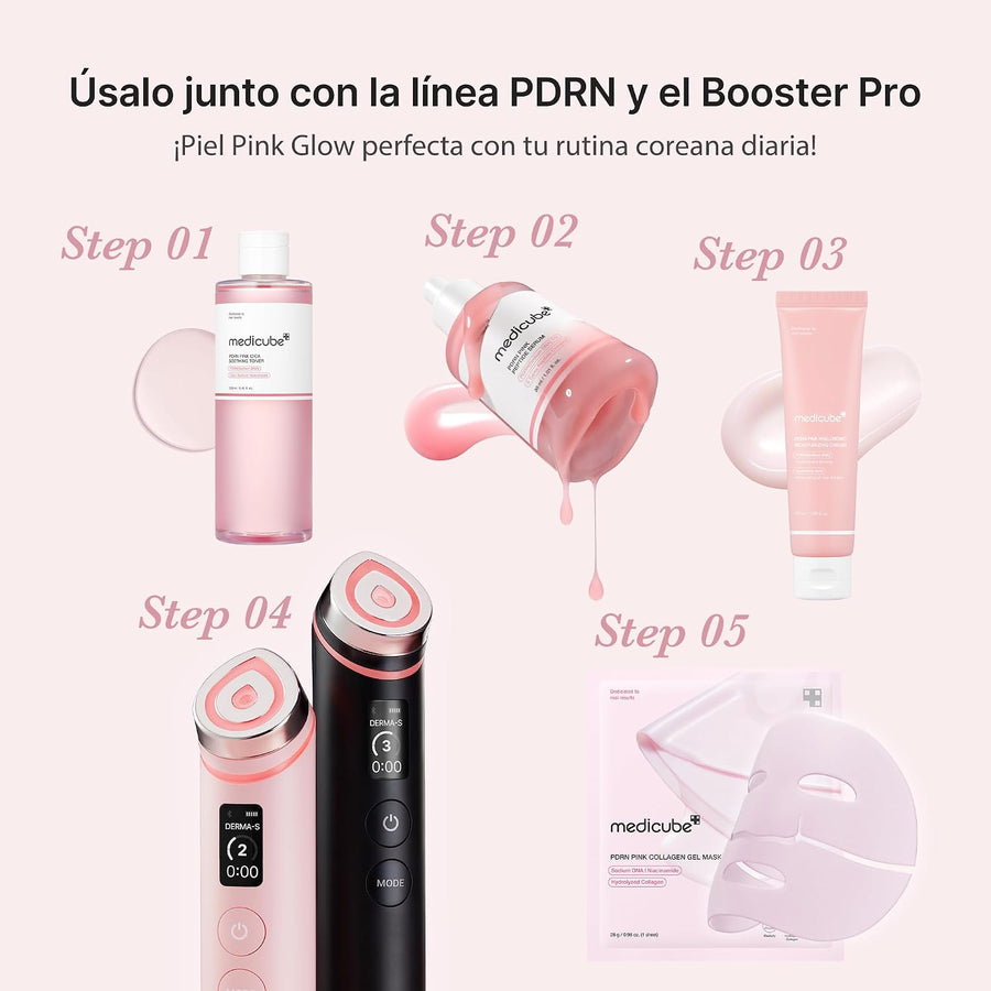 Medicube PDRN Pink Peptide Serum with Salmon DNA vista lateral del envase.