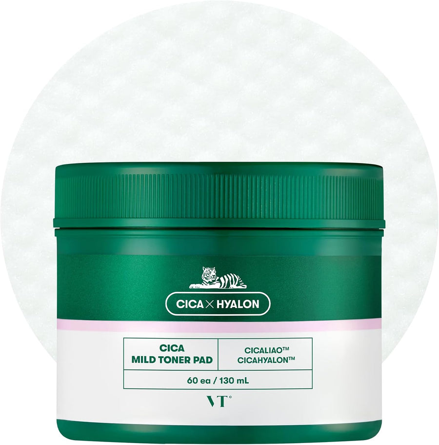 Almohadillas Tónicas Cica Mild VT Cosmetics envase frontal del bote.