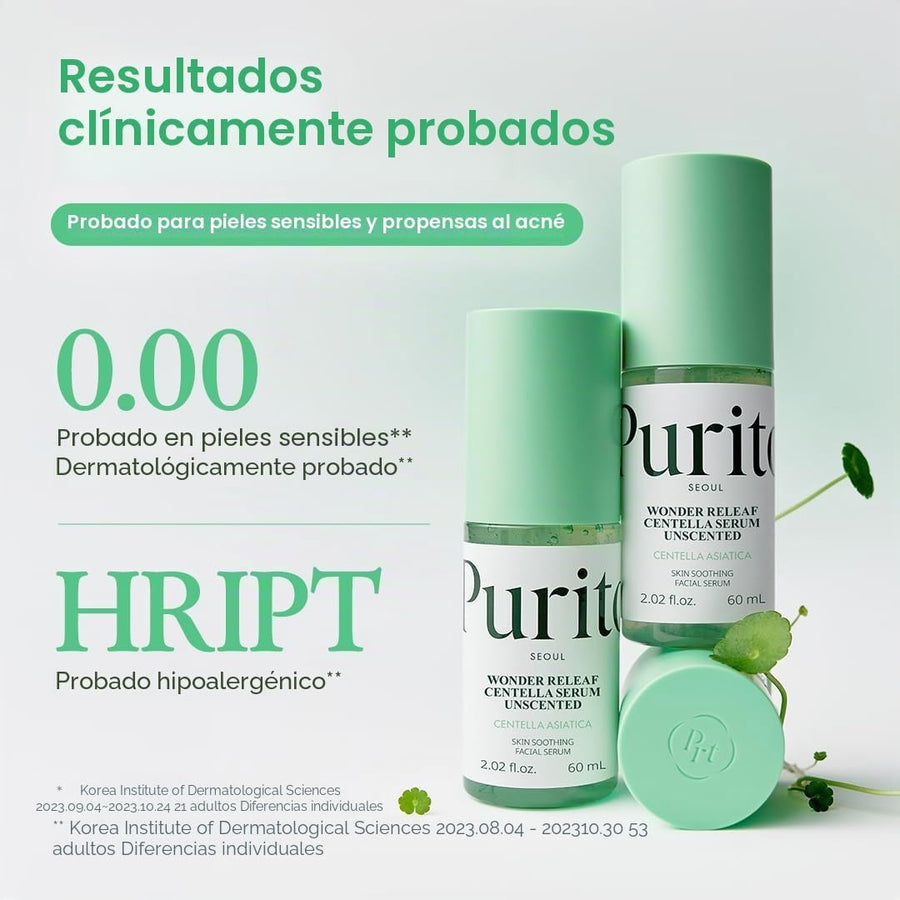Sérum de Centella Sin Perfume Purito ingredientes destacados del producto.