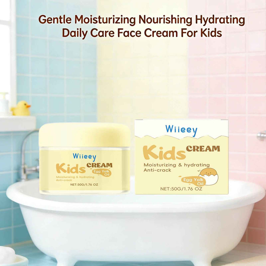 Crema Facial Infantil Hidratante Wiieey detalle del tarro y packaging.