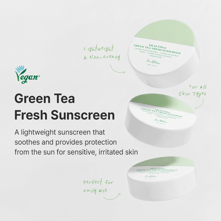 Dr Althea Green Tea Fresh Sunscreen textura de la crema en la mano