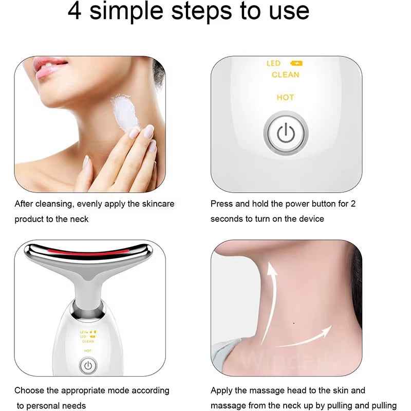 Masajeador Facial y Cuello LED con Microcorrientes EMS