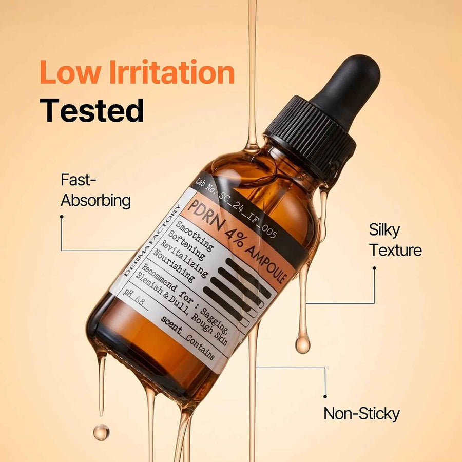 Sérum PDRN de ADN de salmón Derma Factory aplicación sobre el rostro.
