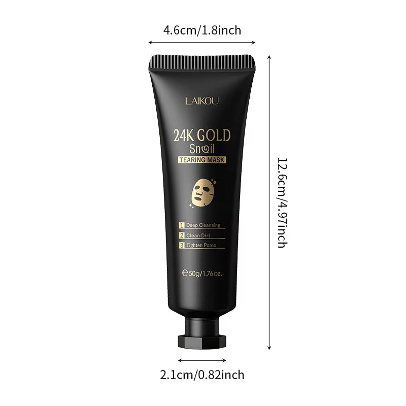 Mascarilla Peel Off Oro 24K LAIKOU película seca antes de retirar.