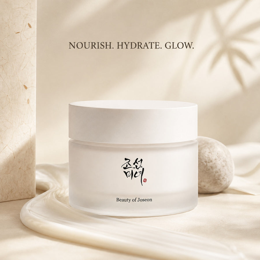 Kit Diario Beauty of Joseon: crema Dynasty Cream sobre una piedra clara