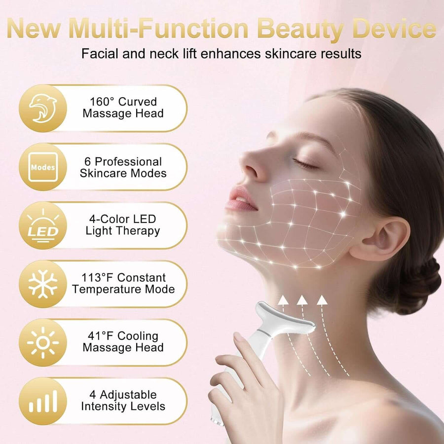 Masajeador Facial LED Antiarrugas con pantalla, modos LED y ajuste de temperatura