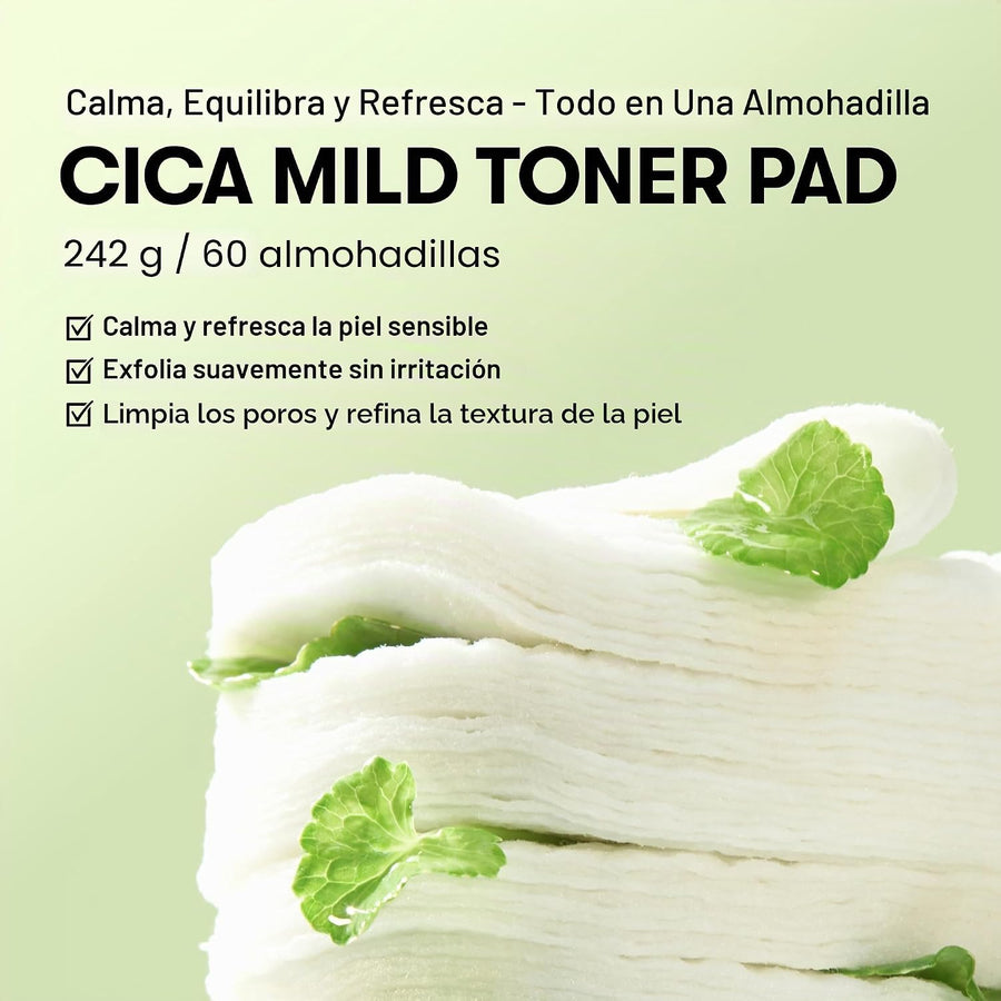 Almohadillas Tónicas Cica Mild VT Cosmetics almohadilla de doble textura.