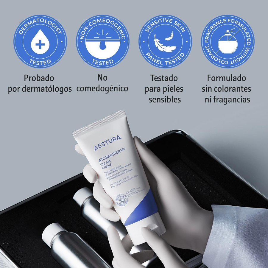 Crema con Ceramida Hidratante 120 Horas Aestura ingredientes destacados del producto.