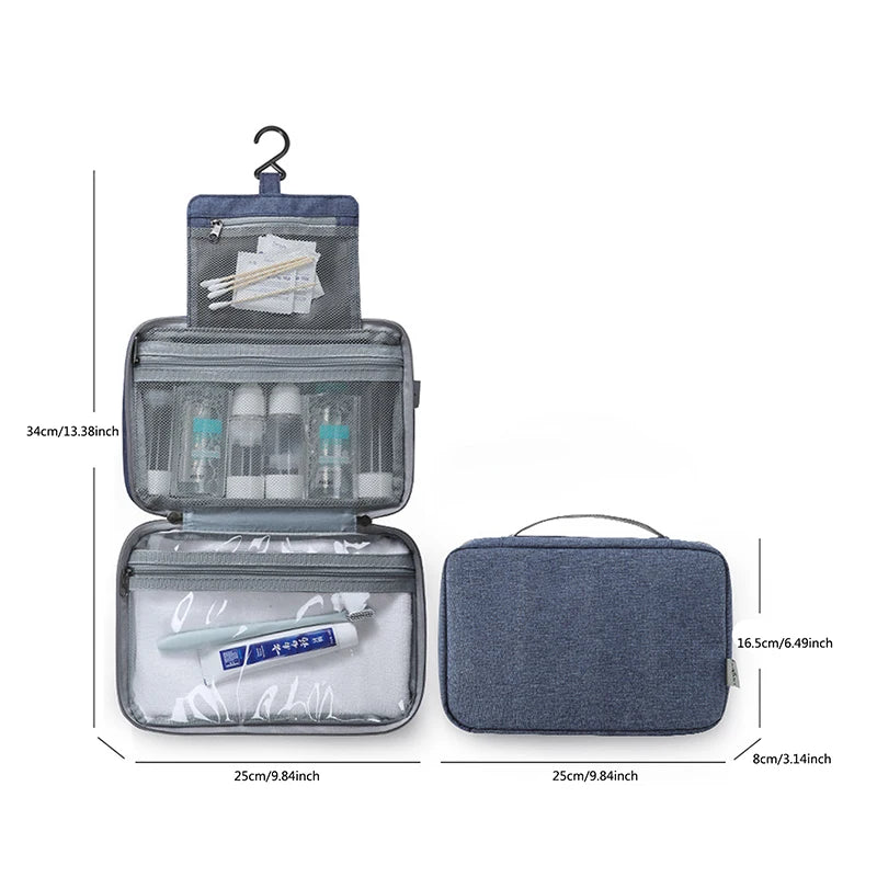 Neceser Colgante Impermeable de Viaje medidas y dimensiones detalladas.