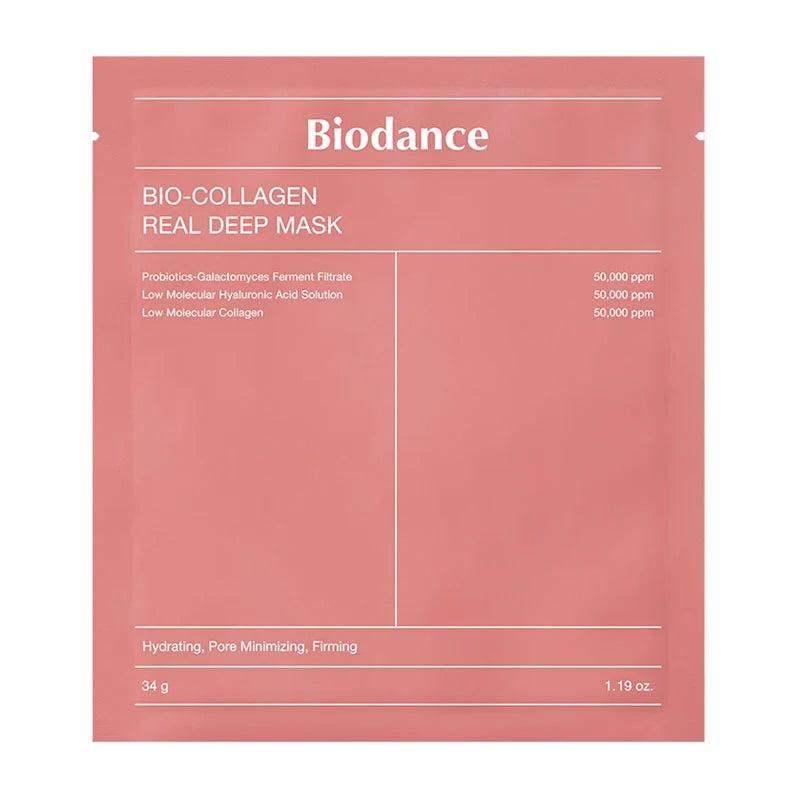 Bio-Collagen Real Deep Mask Biodance textura translúcida del hidrogel.