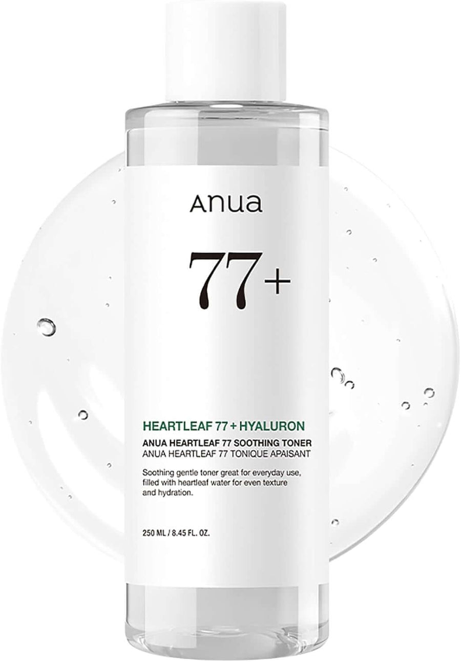 Tónico Heartleaf 77 Anua frasco de 250 ml con textura acuosa.