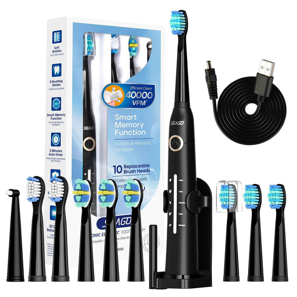 SEAGO SG 958 Electric Toothbrush con 10 Cabezales