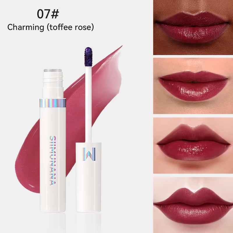 Tinte de Labios Peel Off SIMUNANA Color Natural muestra de tono rojo.