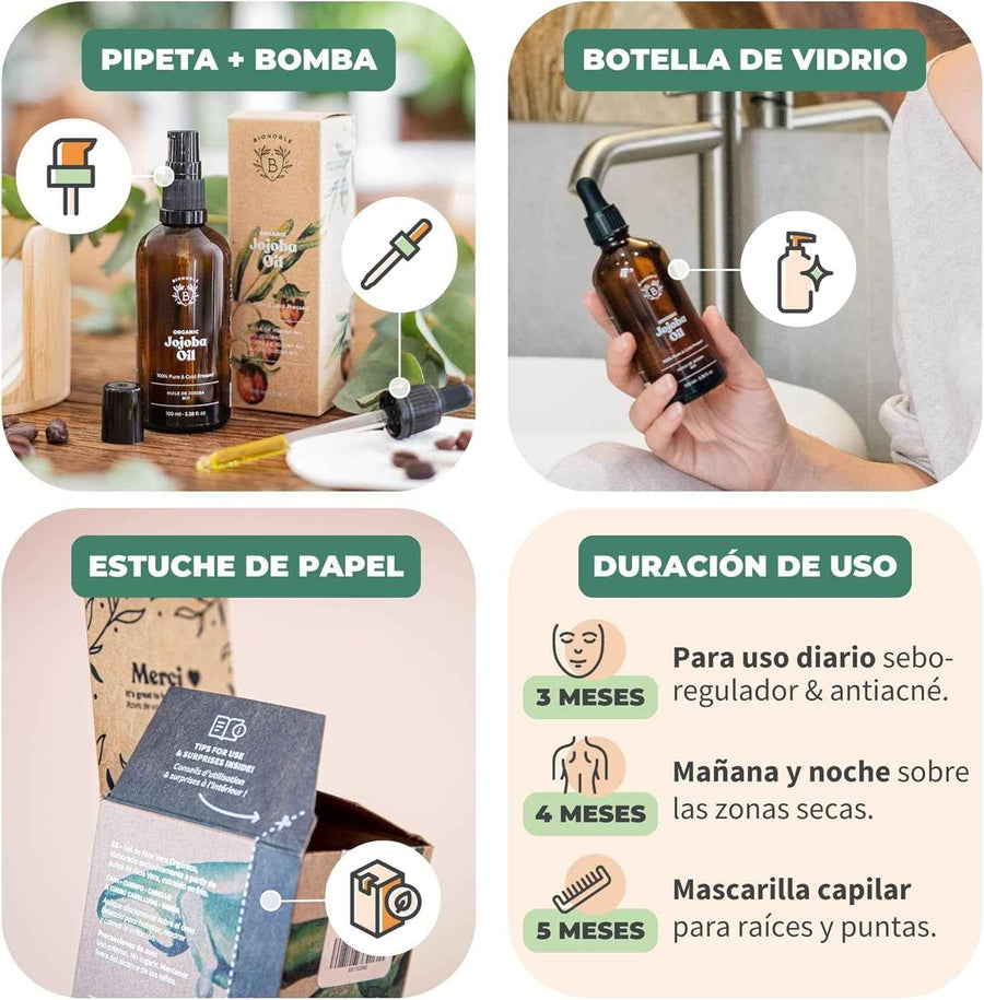 Aceite de Jojoba BIO Bionoble aplicación en el rostro