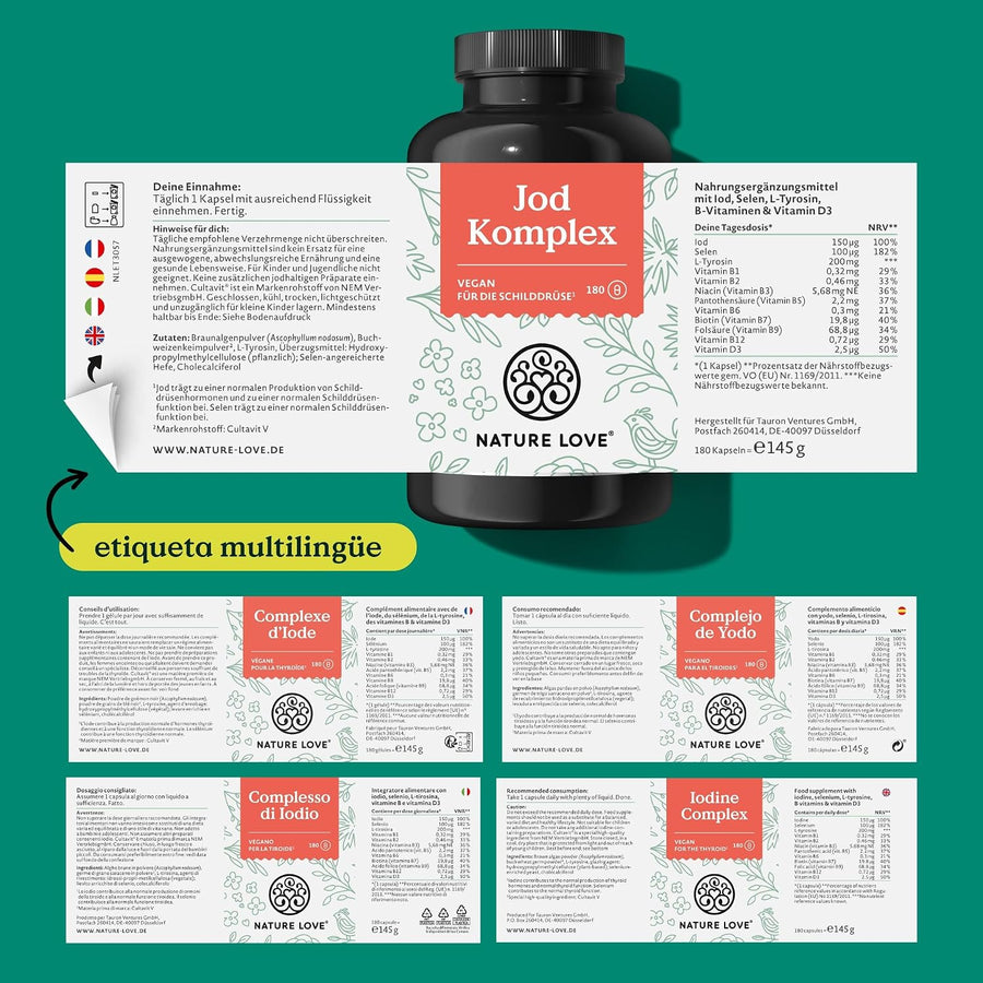 Complejo de Yodo Nature Love tabla nutricional